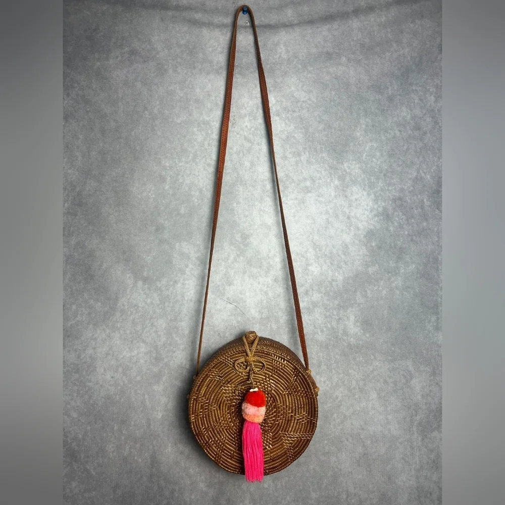 Handwoven round rattan Crossbody Beach Summer Woman bag‎